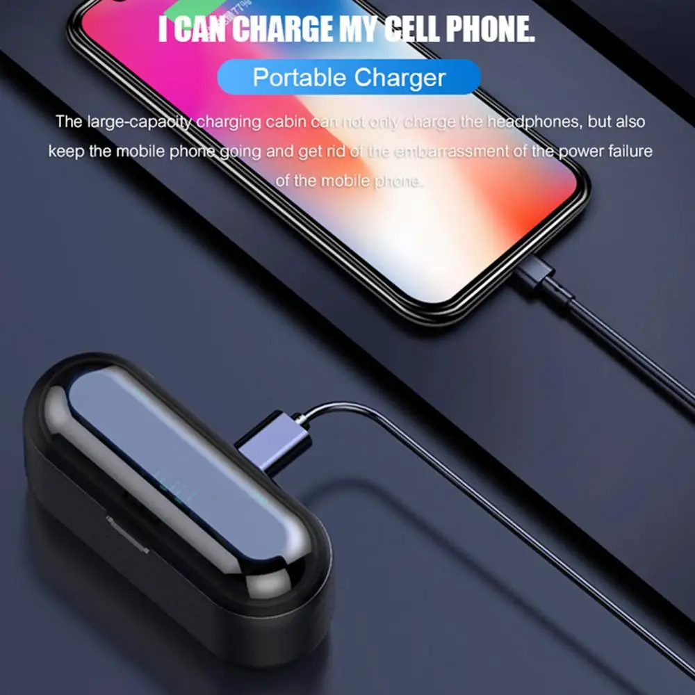 Wireless Bluetooth Earphones TWS HiFi Stereo 9D Touch Control Sports Earphone LED Dispplay Waterproof For Android iOS 2200mAh