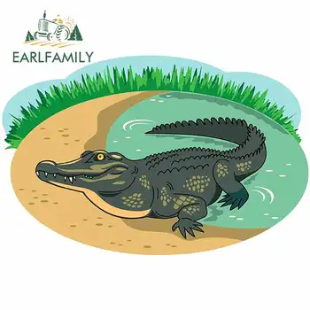 

EARLFAMILY 13cm x 8.5cm For Crocodile Waterproof Funny Car Stickers The Whole Body Vinyl Car Wrap Occlusion Scratch Decal