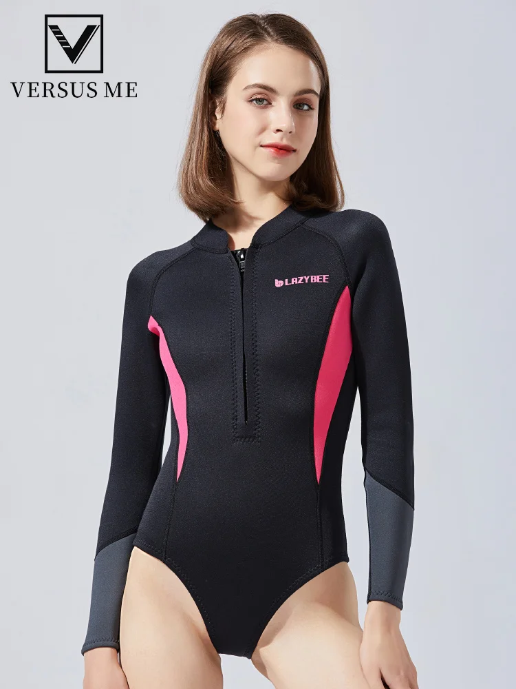 

Women's one-piece diving suit 2mm bikini deep snorkeling free scuba surfing jellyfish suit sunscreen warm wet sui