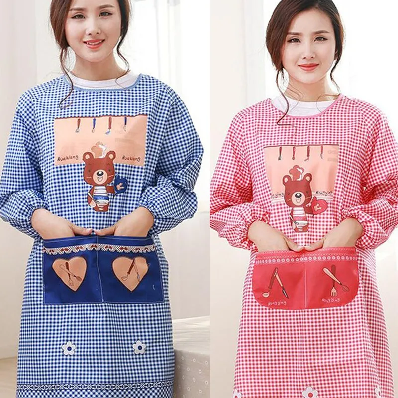 Plaid Printing Apron Woman Adult Bibs Home Cooking Baking Coffee Shop Cleaning Aprons Kitchen Accessories