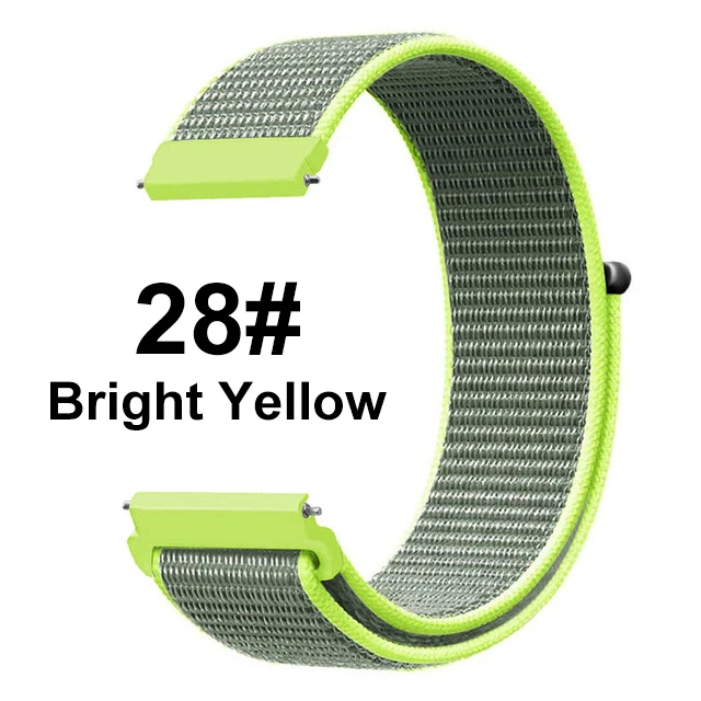 UEBN 20 мм 22 мм нейлоновая Спортивная петля ремешок сменный ремешок для Garmin Vivoactive 3 samsung gear S2 S3 Galaxy Watch Active ремешки для часов - Цвет ремешка: Bright Yellow