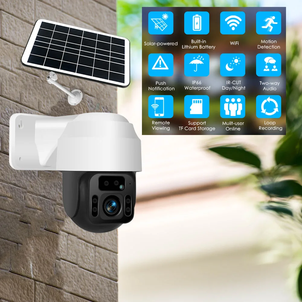US $90.89 Wireless PTZ 1080P 3G 4G Sim Card Camera IP WIFI CCTV Webcam Security LET 6PCS Led IR 30m Two Way Audio With Solar Panel