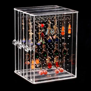 

Dustproof Transparent Acrylic Earrings Jewelry Storage Box Women Jewelry Display Stand Rack XHC88