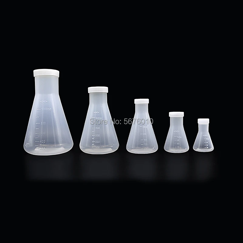 

Laboratory Plastic erlenmeyer flask conical container bottle with screw cap capacity 50ml 100ml 250ml 500ml 1000ml