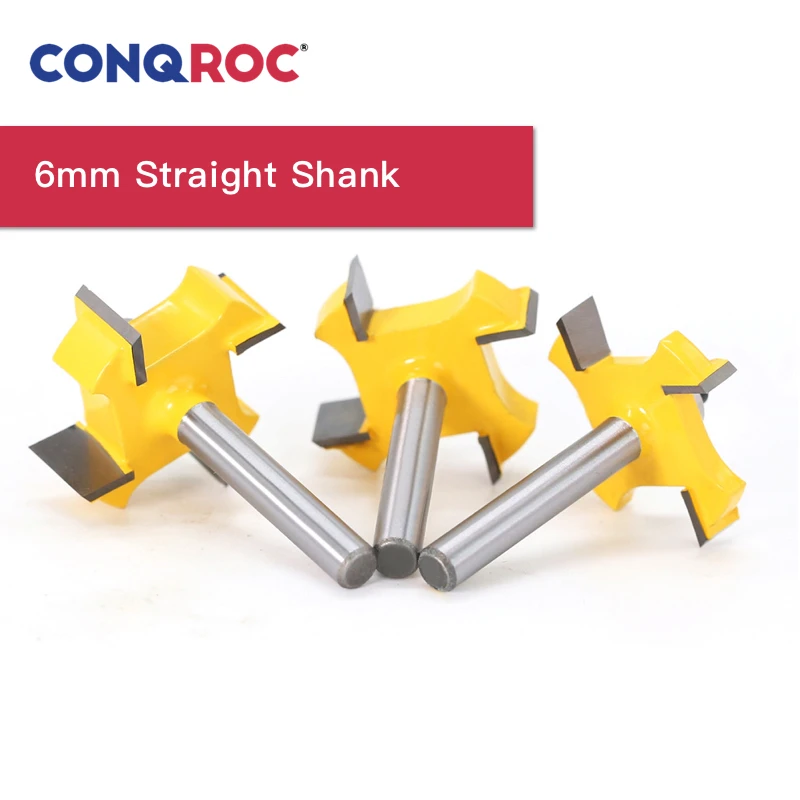 3 шт. 4 режущие кромки Т образные фрезы Набор с подшипником 6 мм хвостовик