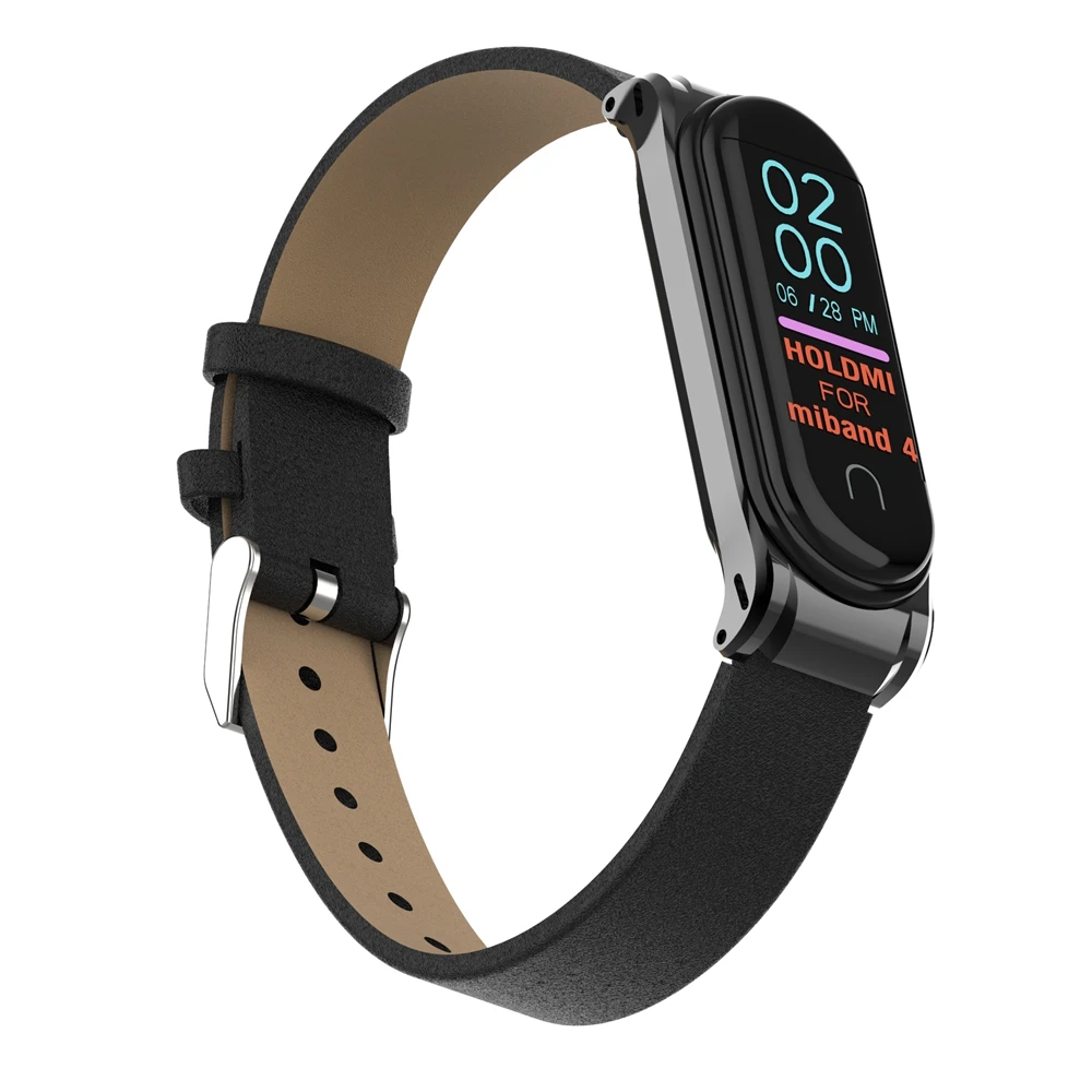 Цветной PU+ металлический чехол для Xiaomi mi band 4 Correa сменный спортивный ремешок mi Band 4 аксессуары ремешок для браслета