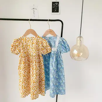 

2020 Summer New Children Baby Lace Printed Dresses , Girls Princess Sweet Clothes 5 Pieces/lot Wholesale