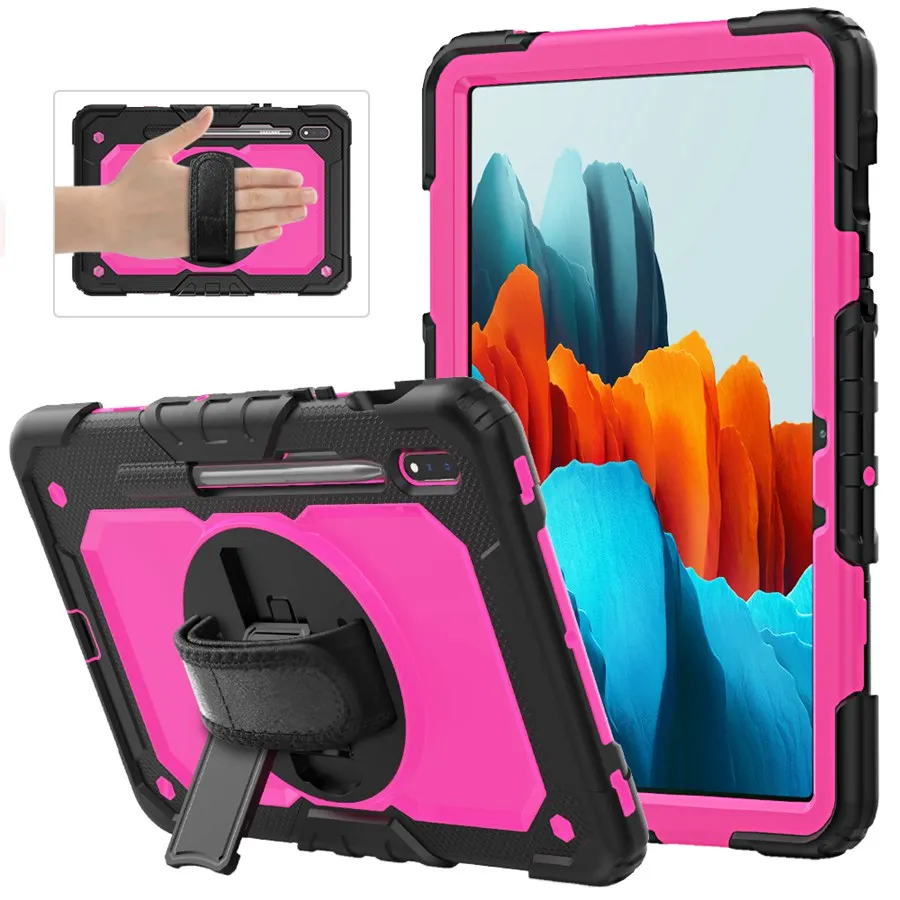 

Hand Strap 360 Rotating Kickstand Rugged Cover Case For Samsung Galaxy S7 Plus 2020 Release 12.4 Inch SM-T970 SM-T975 SM-T976