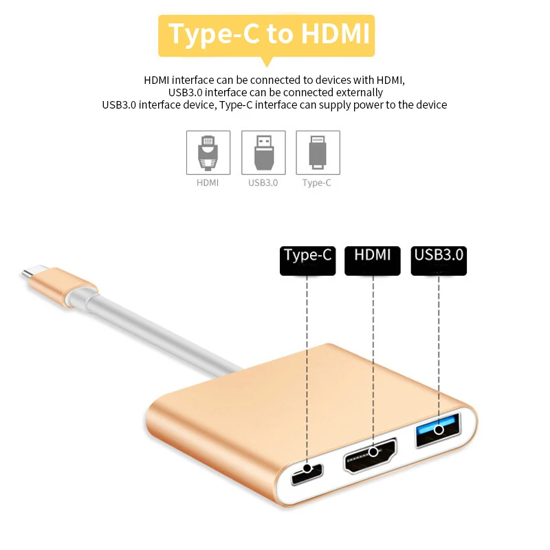 3 в 1 USB 0 док станция C type HDMI HUB адаптер для ноутбука MacBook смартфон удлинитель