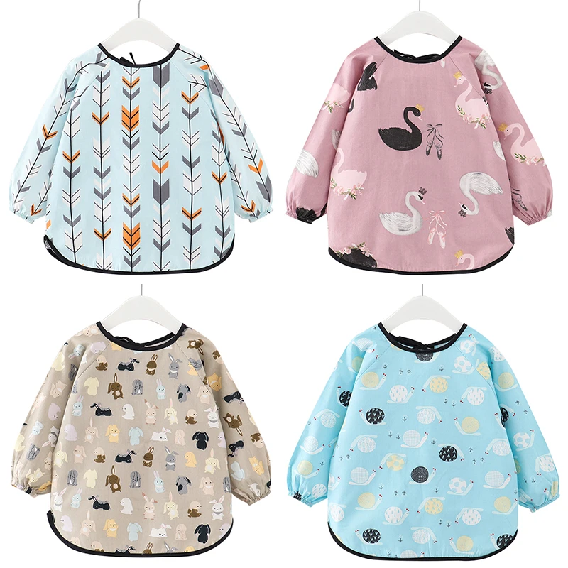 Apron Bibs Cloths-Accessories Unicorn Dinosaur Long-Sleeve Baby-Boy Waterproof Kids Cartoon