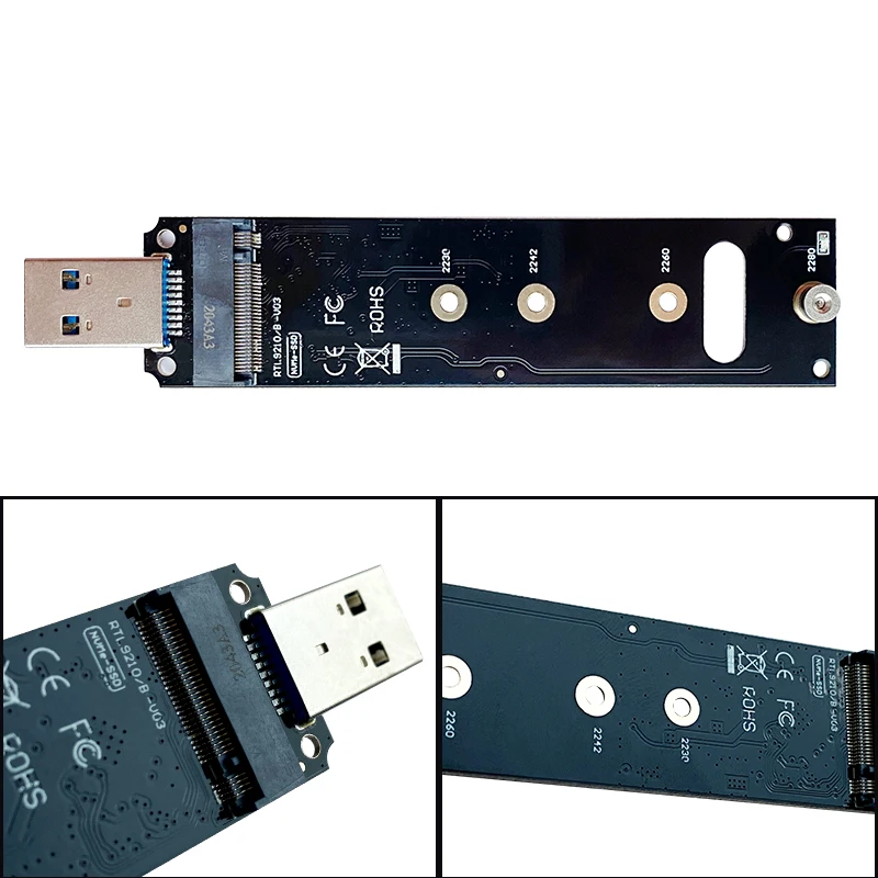Dual Protocol M2 SSD Board M.2 to USB Adapter M.2 NVME PCIe NGFF SATA M2 Card for 2230 2242 2260 2280 NVME/SATA M.2 SSD RTL9210B 2.5 hdd external case