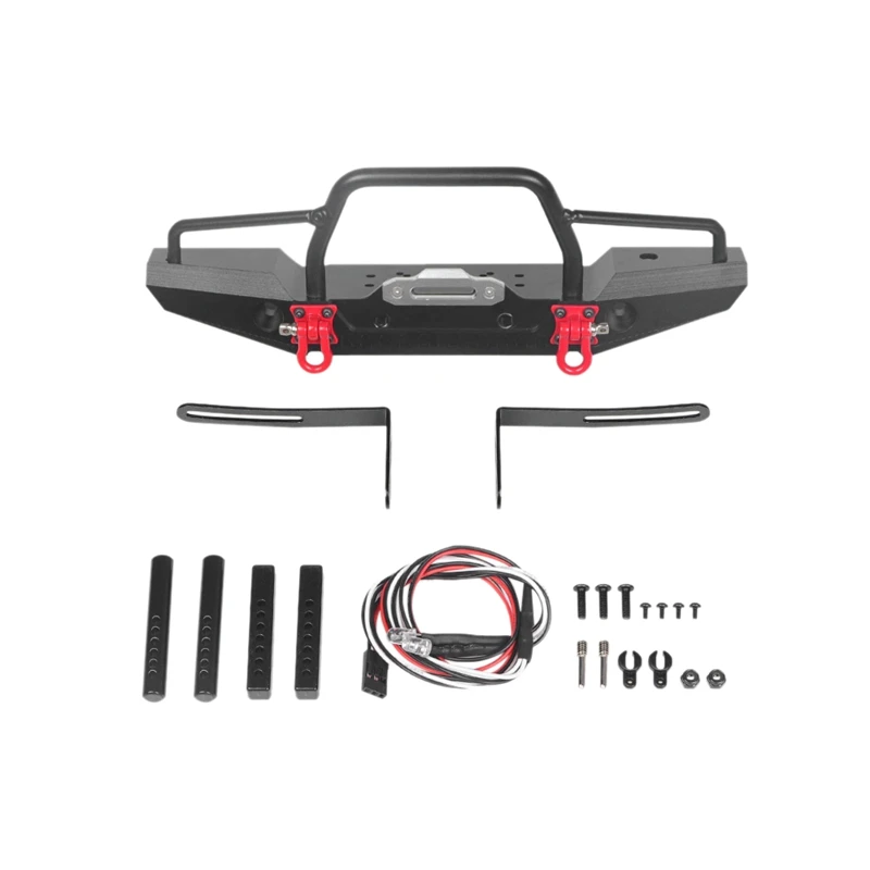 

1:10 RC Rock Car Metal Front Bumper with Led Light for Axial SCX10 90046 90047 Traxxas TRX-4 RC Crawler