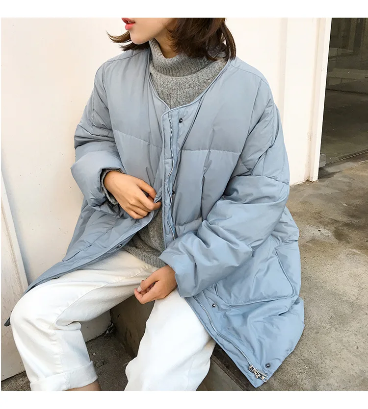 Южная Корея, Dongdaemun, женское платье, пуховое пальто, пуховое пальто, белое, утиный пух, средней длины, модный пуховик для женщин и мужчин