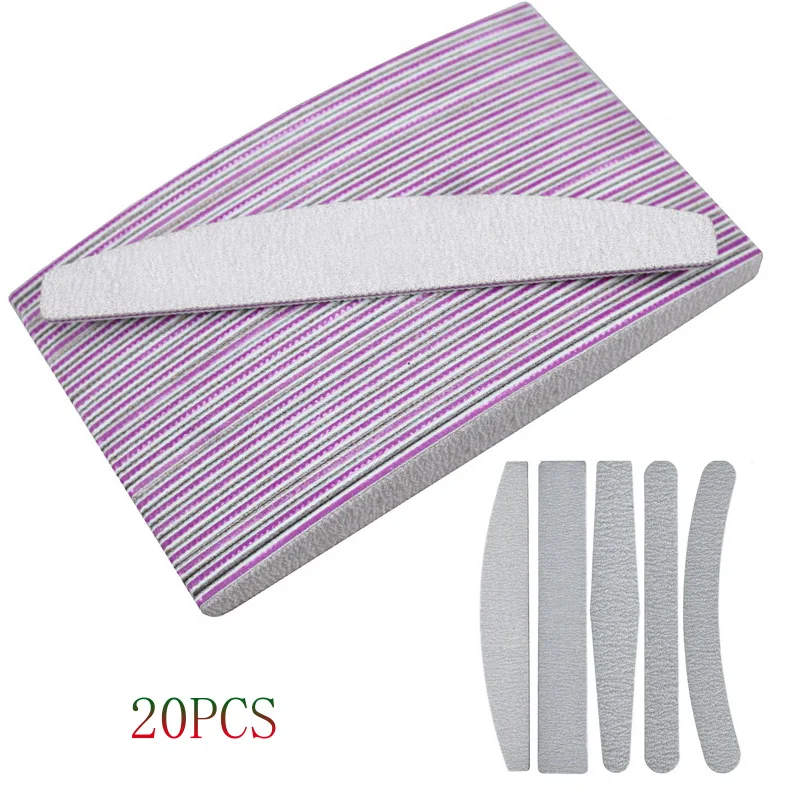 20 piezas de uñas de doble cara, conjunto de limas de uñas profesionales, 100/180, venta al por mayor
