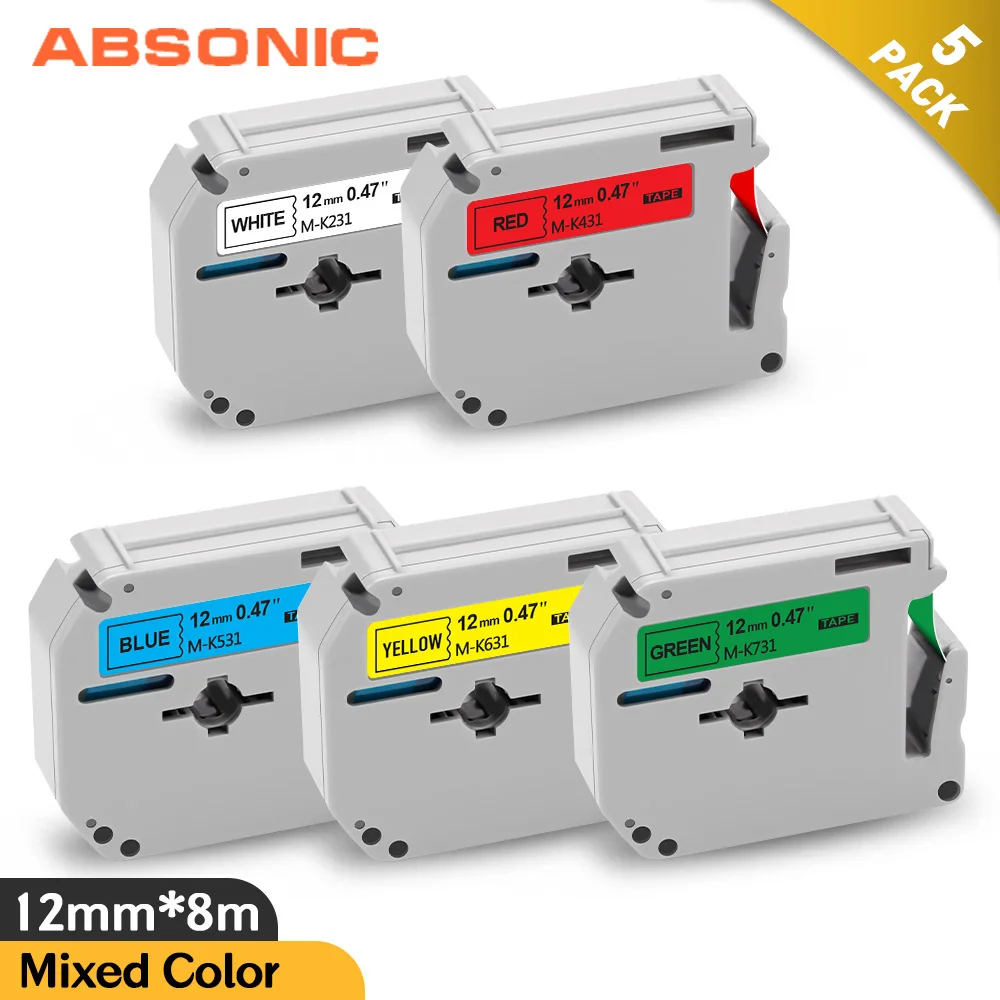 Absonic 5 цветов 12 мм MK 231 431 531 631 731 ярлык mk231 m231 Совместимость для Brother P touch PT 80