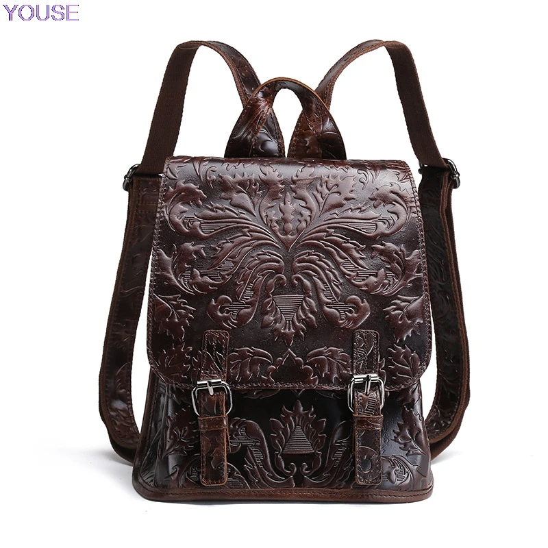 

Oil Wax Cowhide Simple bag Travel bag women Leather Bags Embossed Vintage bag