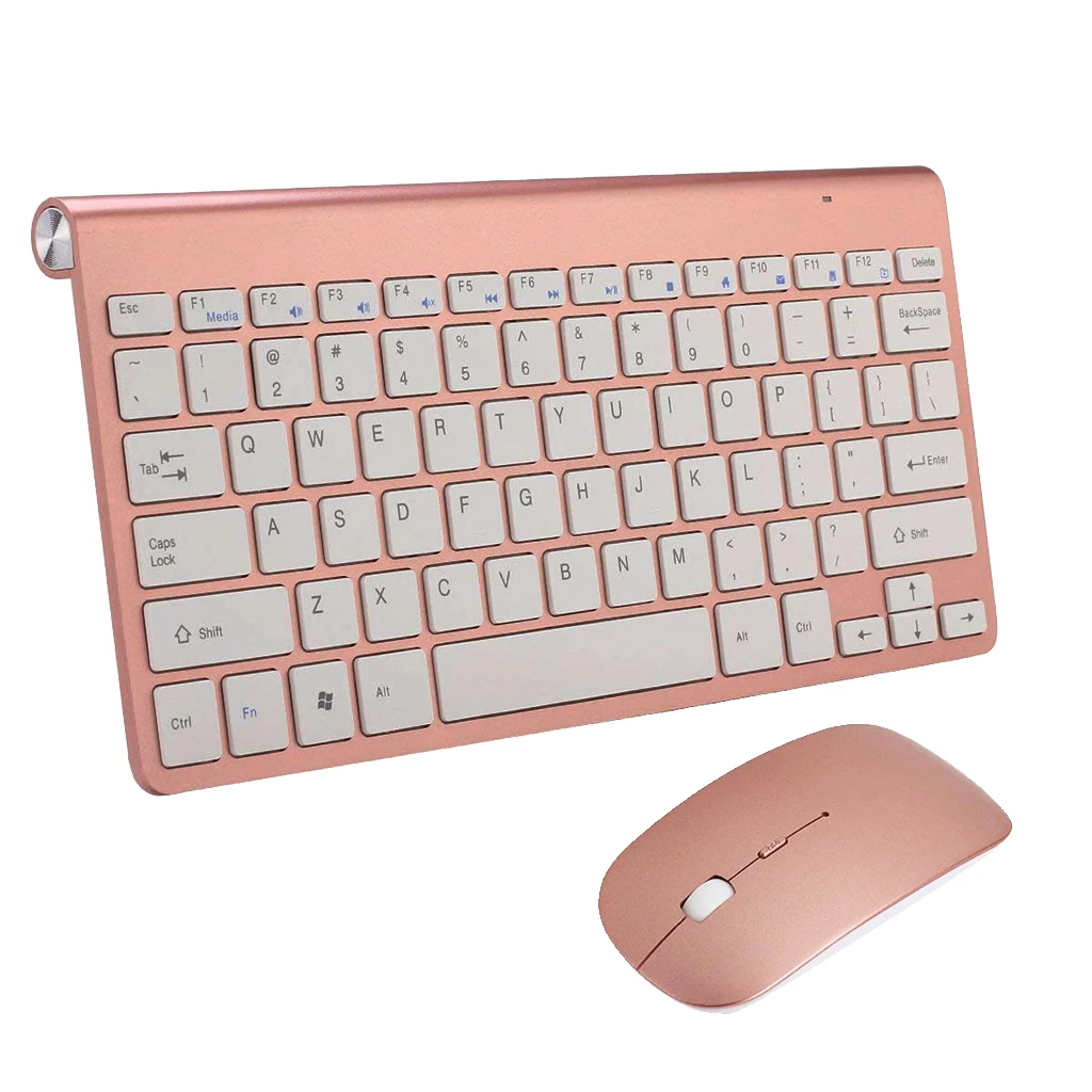 Rose Gold Бизнес 2,4 ГГц Беспроводная мышь клавиатура мышь набор 78 клавиш 12 мультимедийных клавиш ультра тонкая беспроводная мышь и клавиатура комбо комплект - Цвет: Rose Gold