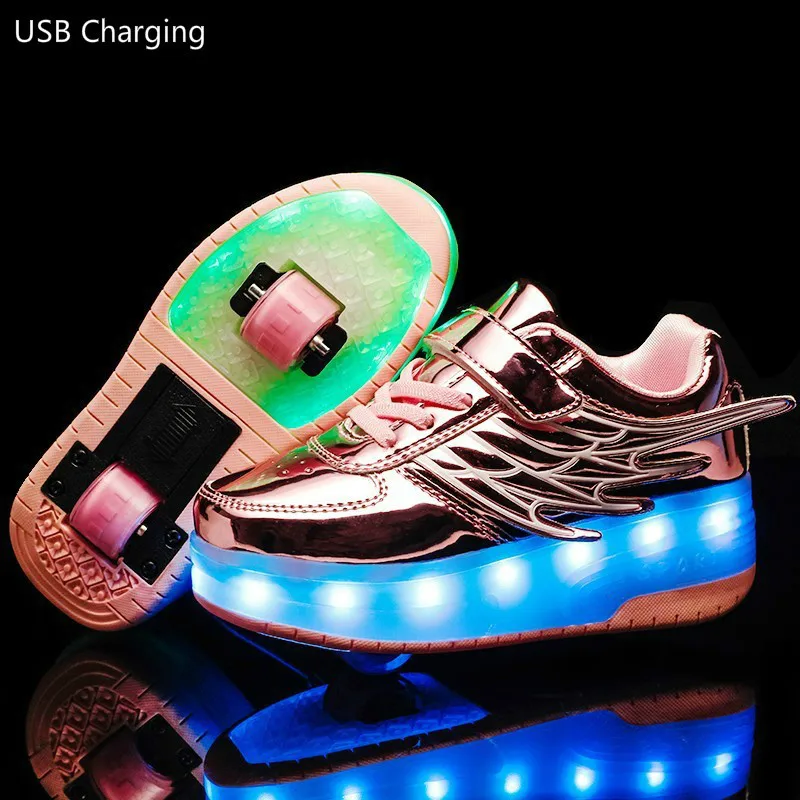 

RISRICH Kids LED roller shoes glowing light up usb charging luminous sneakers with wheels kids rollers skate shoes for boy girls