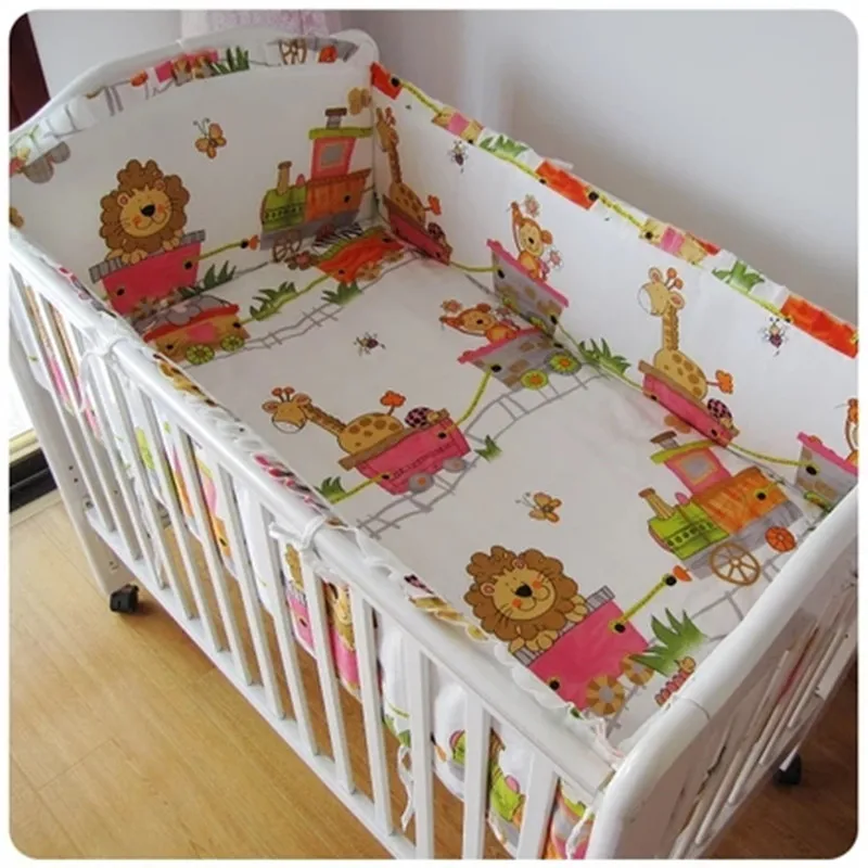 6PCS Lion Baby Cot bedding set Bumper Bumper Crib Sheet cama infantil