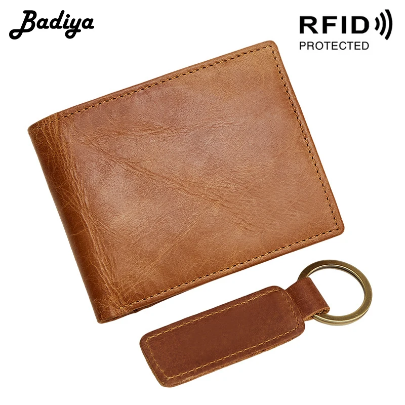 Мужской кошелек из натуральной кожи RFID Блокировка противоугонная щетка много