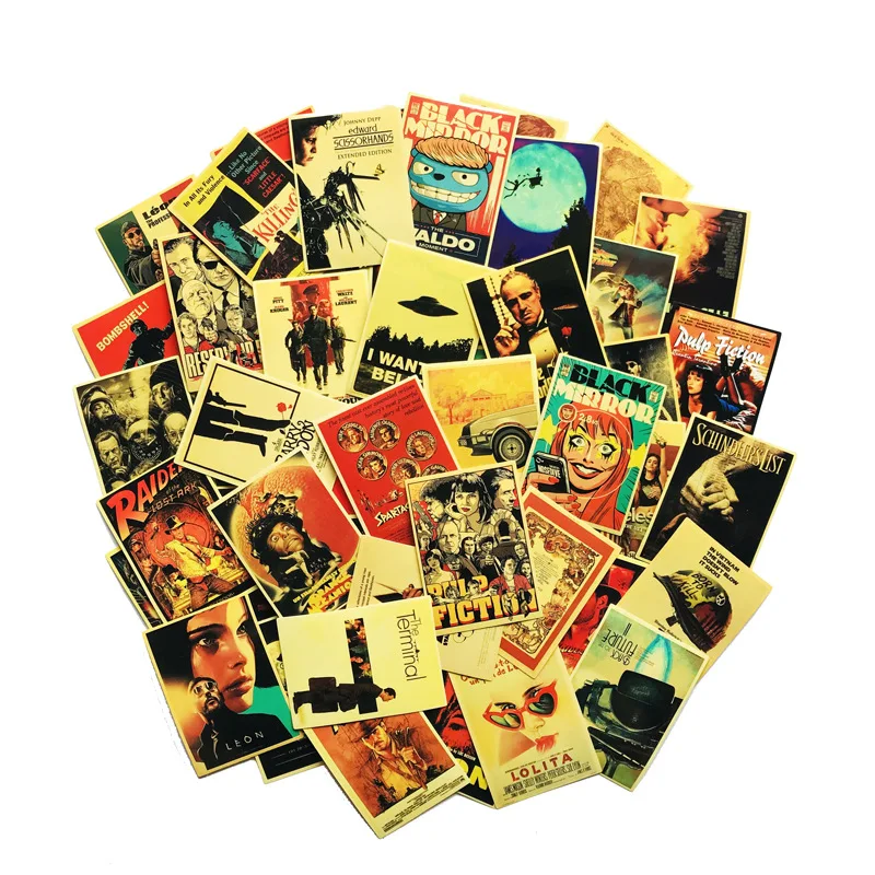 54pcs Classic Movie stickers For Luggage Laptop Art Painting Kill Bill Pulp Fiction Poster Stickers Waterproof Skateboard Toy