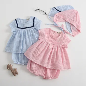 

2020 High Quality Summer Baby Girl Clothes Newborn Stripe Ropa Bebe Korean Cute Toddler Baby Clothing Set 3 Pics