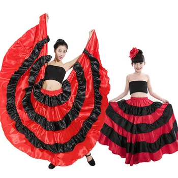 

Mother Daughter Family Matching Outfits Woman Girls Spanish Flamenco Skirt Traditioanl Spain Belly Dance Costumes Satin Dress