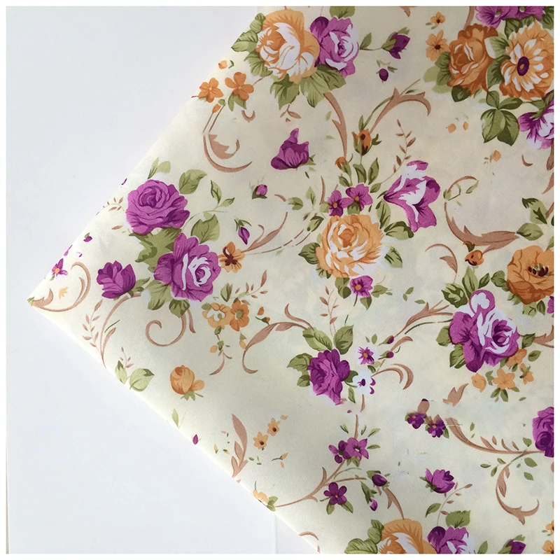 cheap peach skin fabric floral Polyester fabric Curtain for home textile thin tissue W38