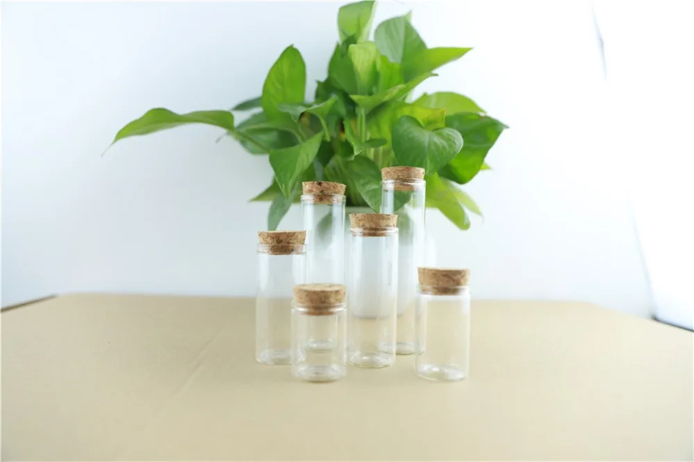 24pcsLot Tiny Cork In Vitro Thick Glass Bottles Wishing Bottle Glass Cork Stopper Jars Storage Souvenir Container (1)