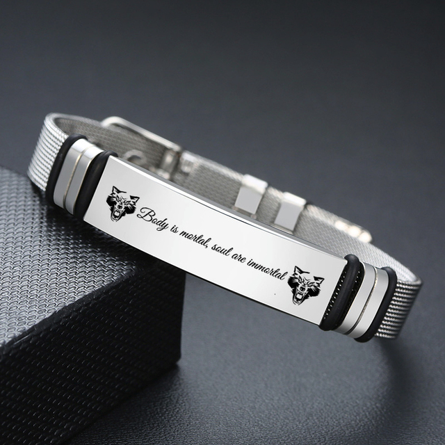 BRACELET FOR MEN WOMEN SILVER STAINLESS STEEL METAL ADJUSTABLE ENGRAVABLE UNISEX BRACELETS
