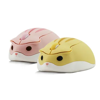 

Cute Cartoon Pink Wireless Mouse USB Optical Computer Mini Mouse 1600DPI Hamster Design Small Hand Mice For Girl Laptop