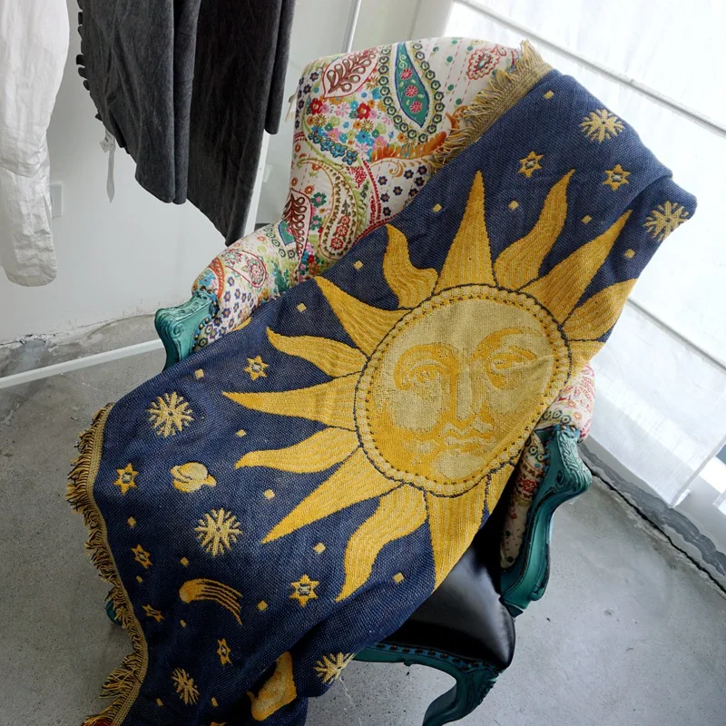 Manufacturers Direct Selling American-Style Village Cotton Thread Thick Jacquard Knitted Double-Sided Thread Blanket Sofa Cover
