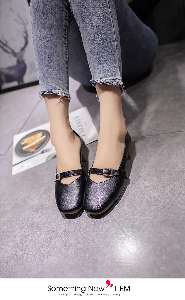 

Summer New Style Korean-style Versatile Square Head Retro Grandma Shoes Straight-line Buckle Chunky Heel Mary Jane Shoes Comfort