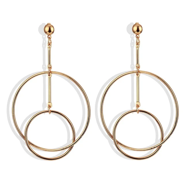 FNIO Fashion Vintage Earrings For Women Big Geometric Statement Gold Metal Drop Earrings 2020 Trendy Earings Jewelry Accessories H14-ZL773-1