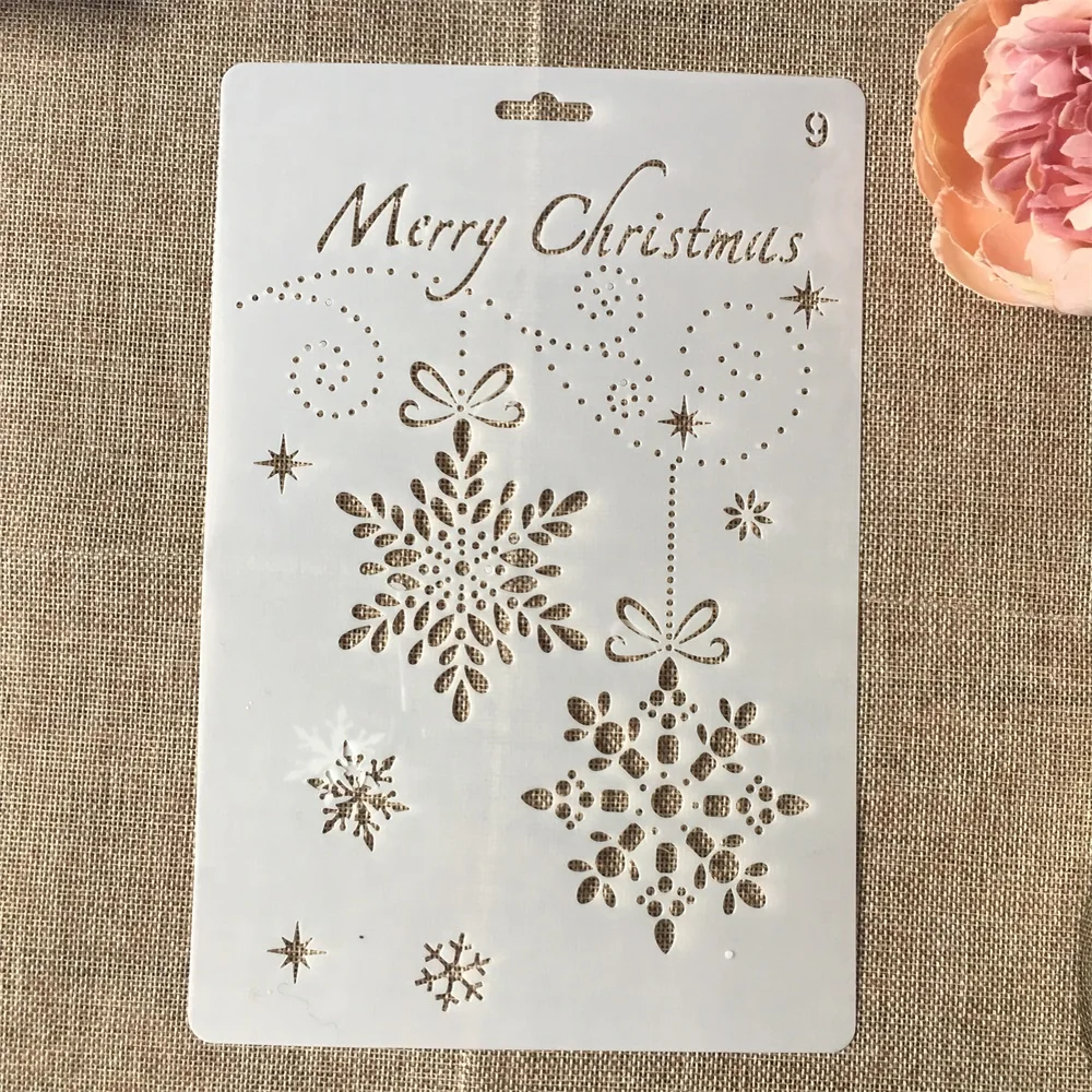 OBUY Christmas Snowflake DIY Craft Hollow Layering Stencils for Wall  Painting Scrapbooking Stamp Album Decorative Embossing Paper Card