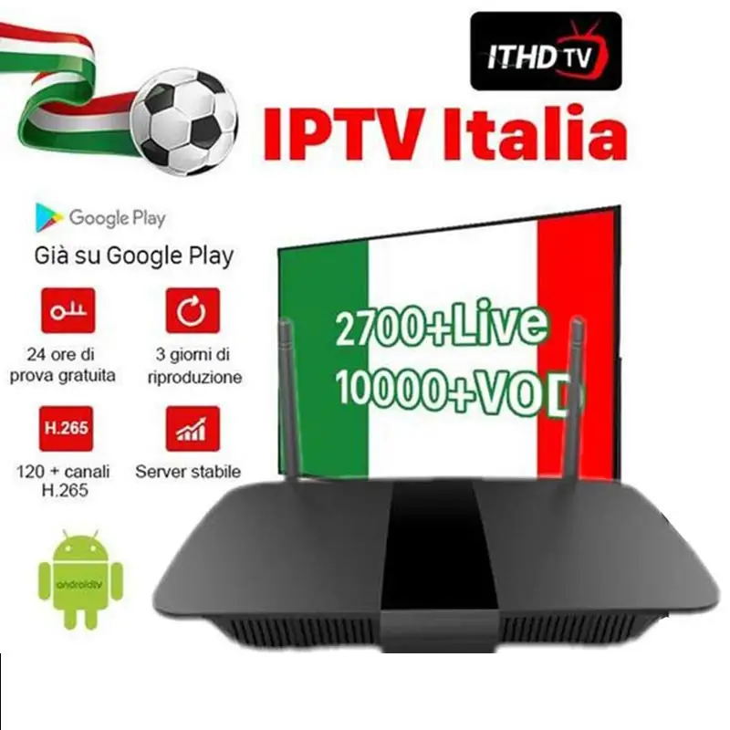 ITHD tv IP tv Box 2700 LIVE tv+ 10000 VOD Android устройства с 12 месяцев Италия tv Box 2700 LIVE tv+ 10000 VOD Android tv Box