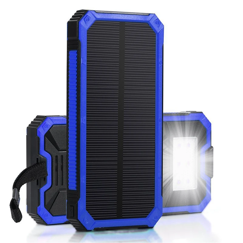 Blue 20000mAh Solor Power Bank 30000mAh Powerbank External Battery Portable Fast Charger for All Smartphone with Solar Panel charger bank - Цвет: Blue 20000mAh