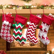 2021 New Knitted Christmas Stockings Xmas Gift Bag Candy Tree Decoration Home New Year Ornament Socks Men