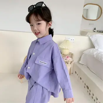 

2020 new girls 2 pcs denim set coat+skirt fashion spring girls suits 1-6t HM460