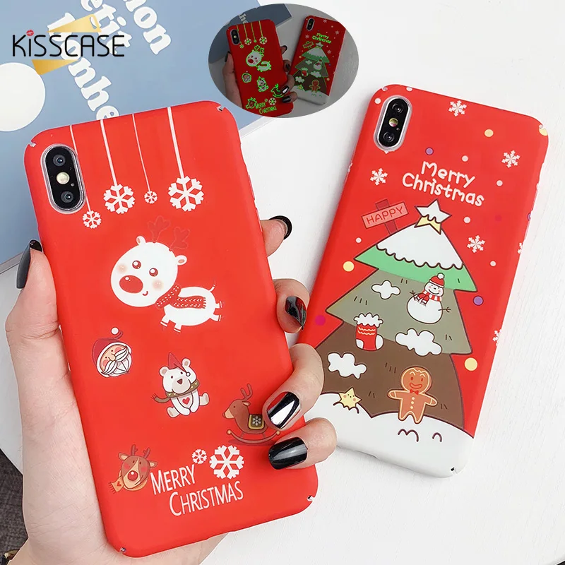 Christmas Case For iPhone 7 XR XS MAX 11 X 10 Element Phone Cases Funda 6 6S 8 Embossed Luminous |