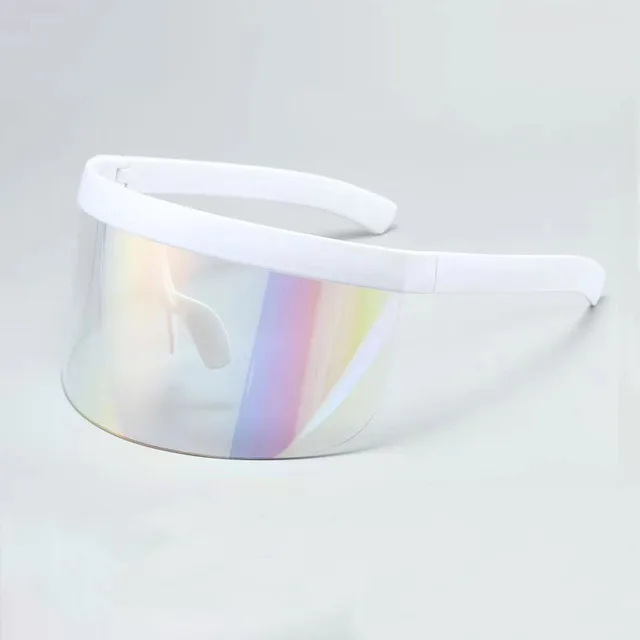 SO&EI Oversized Anti-Peeping One Piece Rimless Sunglasses Men Fashion Outdoor Sports Windproof Goggles Women UV Mask Sun Glasses White clear red