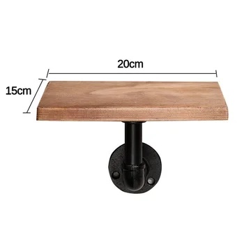 

1x Bracket 40*20cm, 20*15cm Industrial Black Iron Pipe Shelf Wooden Storage Bracket Mounted Shelves