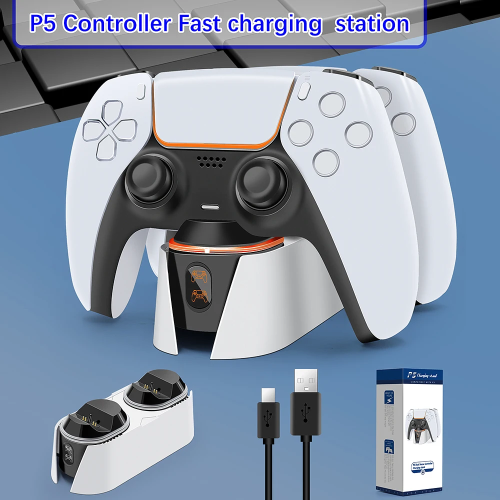 PS5 Controller Charging Dock Station 5V 2A Fast DualSense Joystick Charger With LED Breathing Light For for Playstation 5 Gampad — view 6