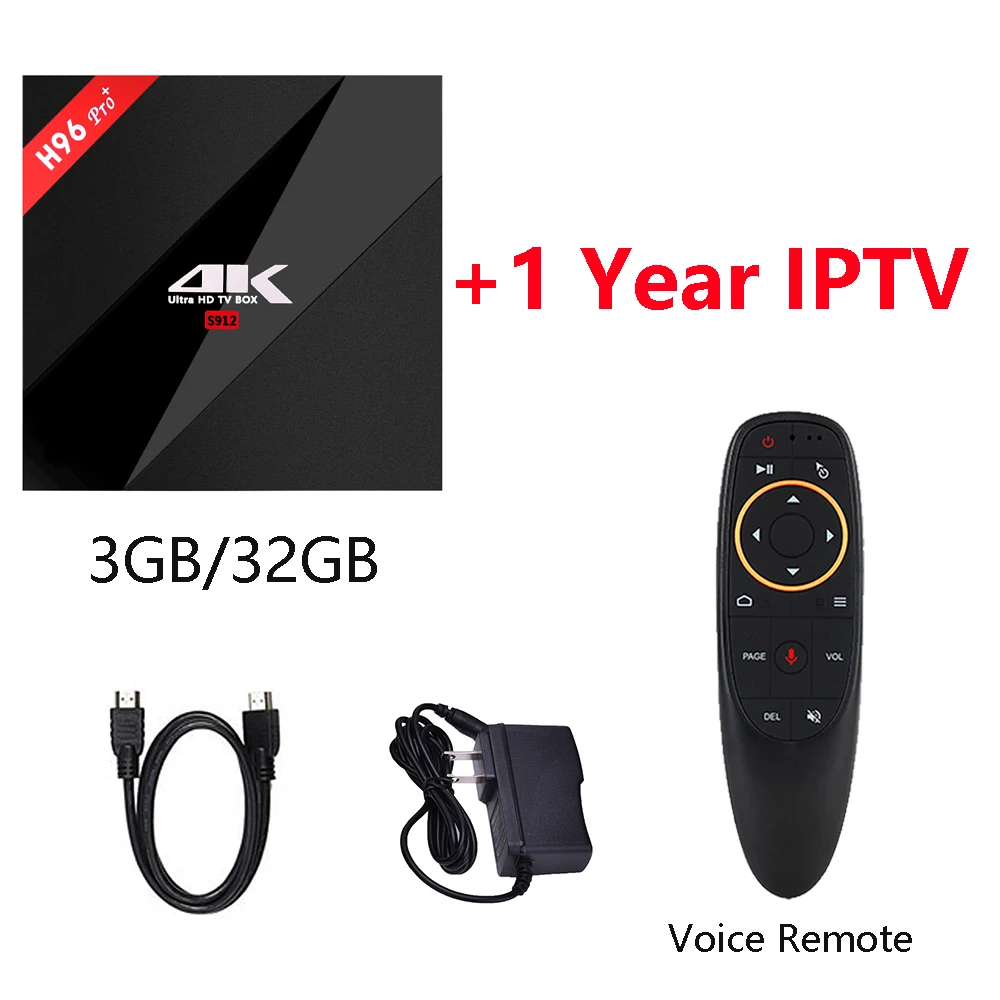 Android IP tv Box H96 Pro Plus с 1 год IP tv подписка опционально Live VOD IP tv арабский французский Канада 4K Smart tv Box - Цвет: 3G 32G voice IPTV