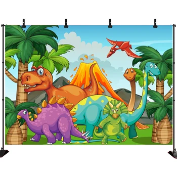 

Acejoker Birthday Cartoon Dinosaur Backdrop Photography Party Banner Baby Shower Vinyl Background Decoration Photo Studio Prop