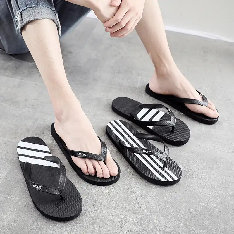 Sandalias de suela plana para parejas de verano con chanclas moda y ocio  versión coreana zapatos antideslizantes de playa|Calzado vulcanizado de  hombre| - AliExpress