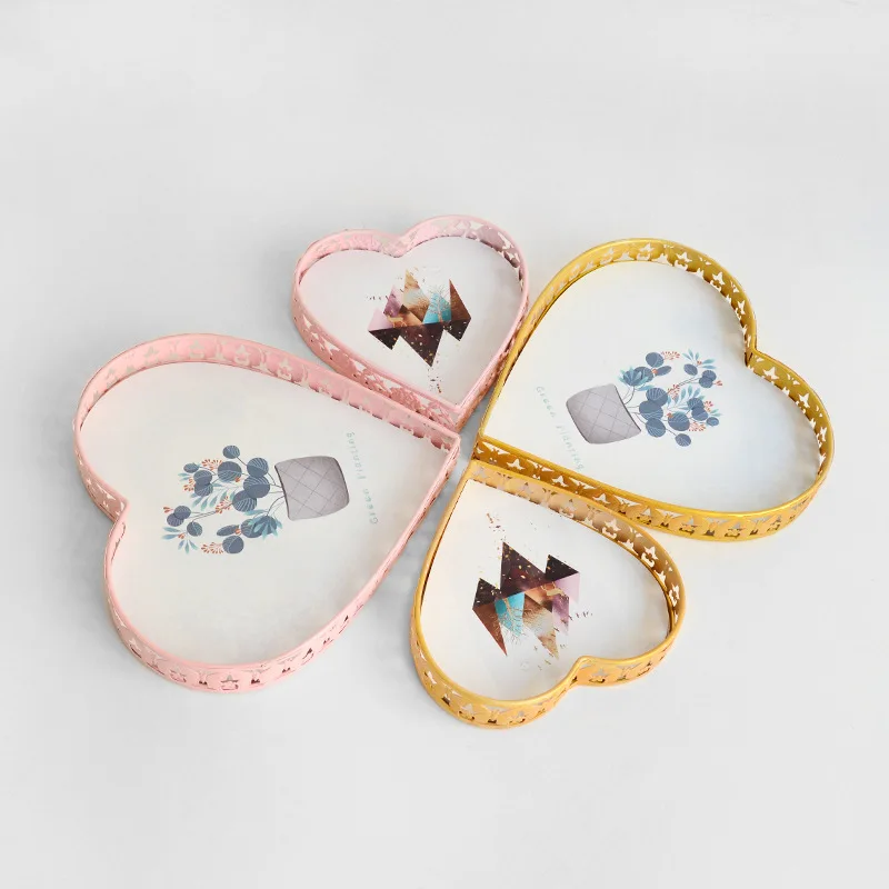 

Ins Pink Girl Heart Iron Art Love Tray Cute Pattern Can Store Sundries JJJSN11547