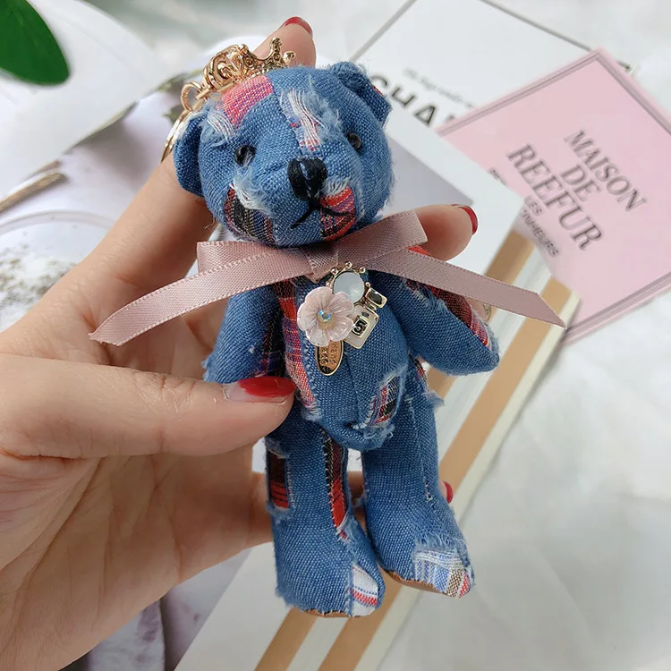 

Korean-style Cartoon doll Doll Fabric Joints Bow Cowboy Bear Girl'S Car Handbag Pendant Keychain