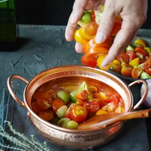 Двухушастая чистая медная кастрюля ручная работа без покрытия медная кастрюля суп горшок безопасность здоровья