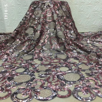 

2020 New Designs African Lace Fabric High Quality Lace Material French Embroidered Tulle Lace Fabric With Sequins